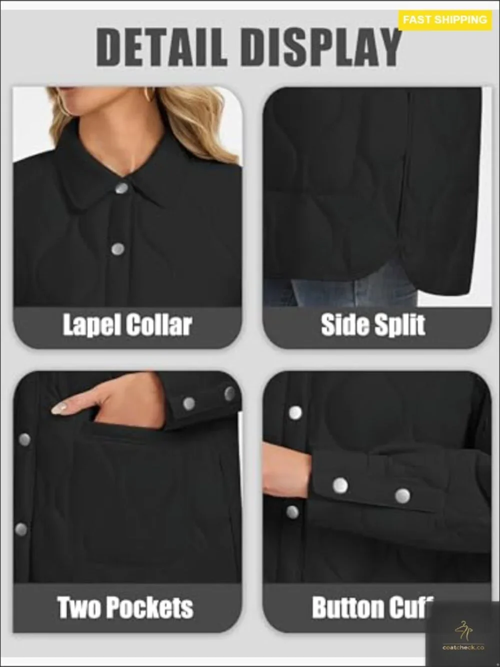 Womens Quilted Jacket Lightweight Long Coat Warm Fall Winter Trendy Shacket